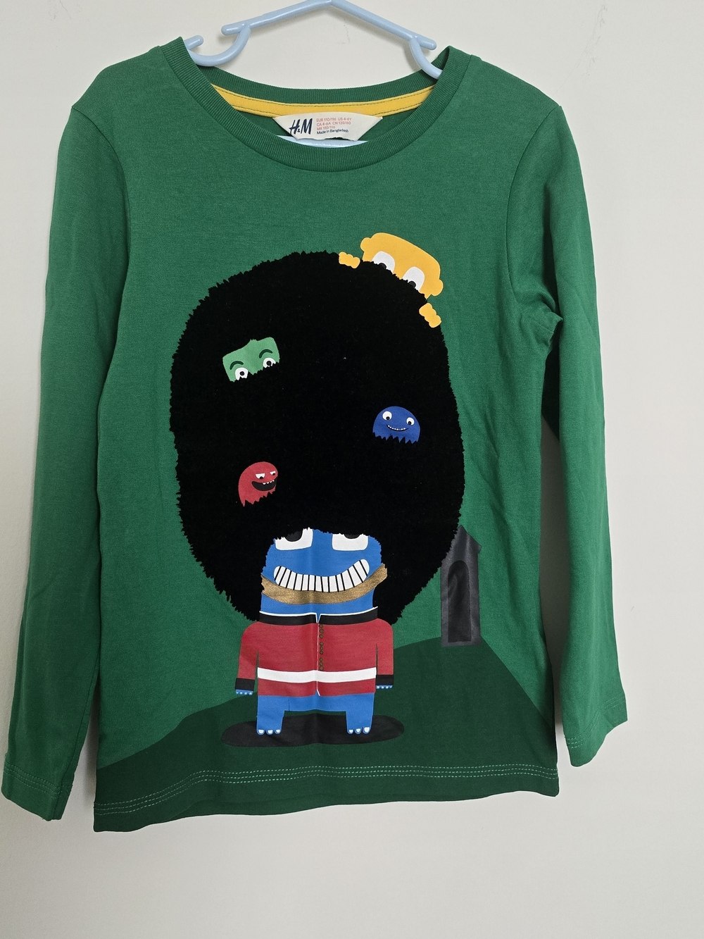 H&M Green Long Sleeve Tee with Monster Character Print
